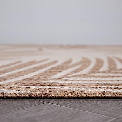 Contemporary Distressed Leaves Textured Flat Weave Easy Cleaning Outdoor Rugs