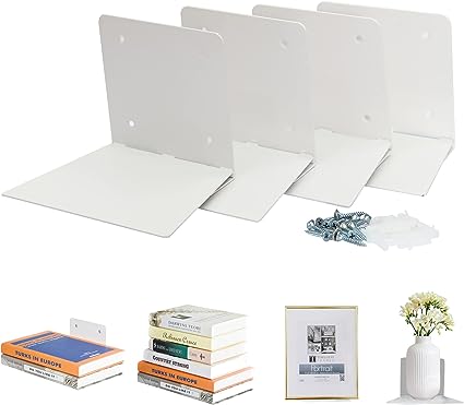Invisible Floating Bookshelves Wall Mounted, White 3-Pack Extra Large