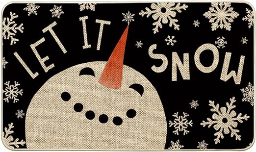 Seasonal Winter Let It Snow Snowman Christmas Decorative Doormat Black, 17 x 29 Inch