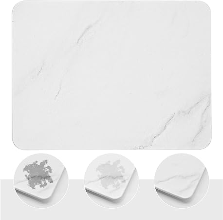 Fast Drying Stone Dish Drying Mats for Kitchen Counter, Diatomaceous Earth Water Absorbing Dish Drying Mats for Bottles Cups, Non-Slip Sink Caddy Tray with Stainless Steel for Kitchen Bathroom (Grey)