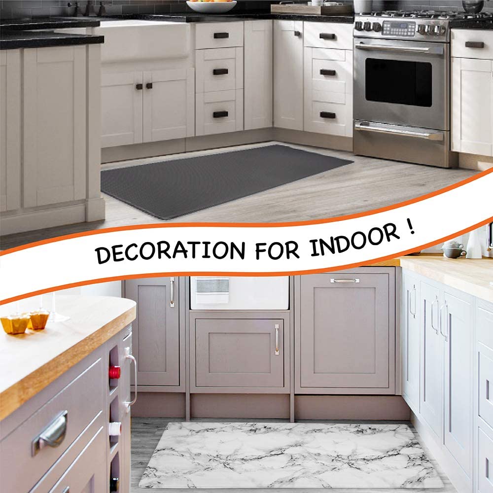 Anti Fatigue Reversible Cushioned Memory Foam Kitchen Rug Pad, 32x17 (Marble Gray)