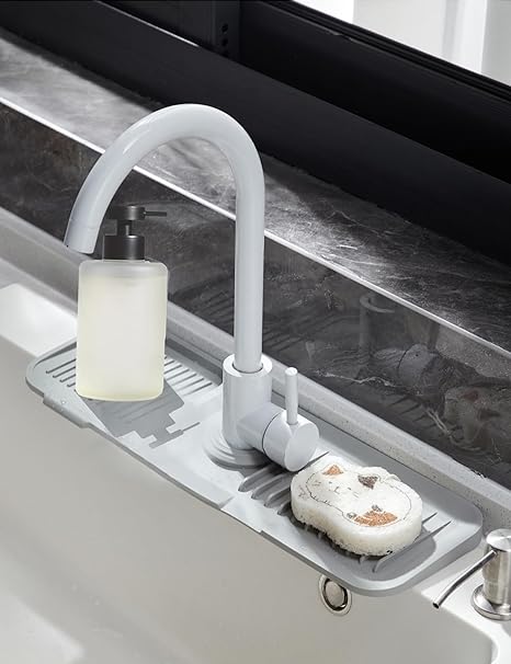 Silicone Sink Faucet Mat Splash Guard, (Grey)