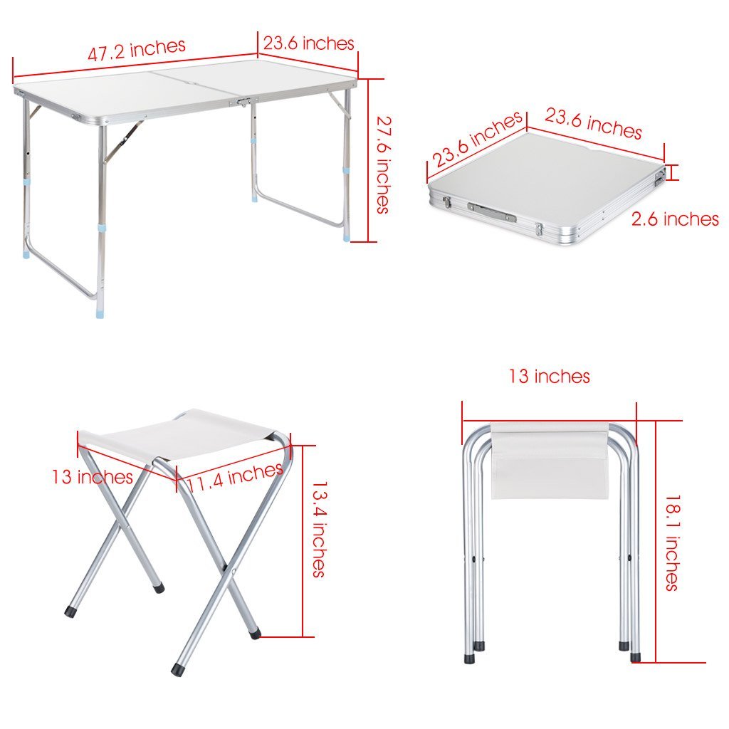 Steel Portable Folding Table with 4 Folding Chairs