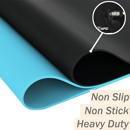 Thick Washable Heat Resistant Extra Large Silicone Mat 36" x 24" Black, Sapid