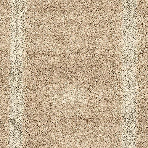 Box Border Beige Thick Plush Shag Area Rug