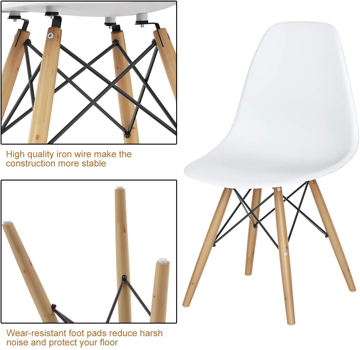 Pre Assembled Mid Century Style DSW Wood Dining Chairs
