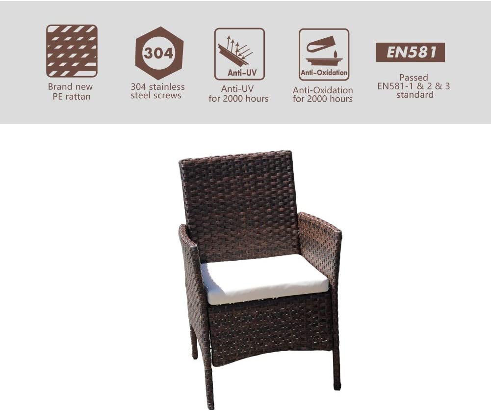 Rattan Patio Indoor/Outdoor Brown/Beige Conversation Set - Chairs / Coffee Table