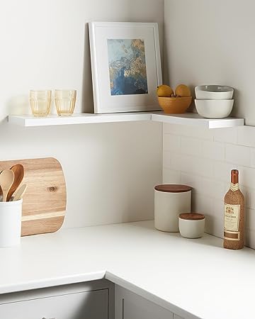 Set of 2 Wall Mounted Rustic Wood Shelves Decor with 22lbs Capacity (Rustic Brown)
