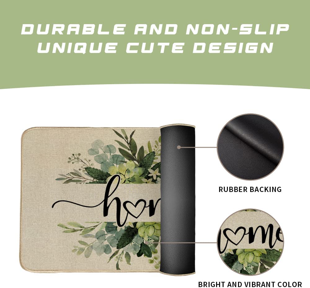 Leaves Decorative Kitchen Mats Set of 2, 17x29 and 17x47 Inch GK019