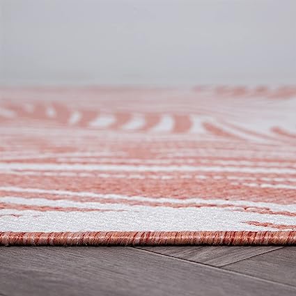 Contemporary Distressed Leaves Textured Flat Weave Easy Cleaning Outdoor Rugs