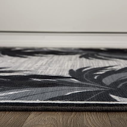 Tropical Floral Border Non-Shedding Outdoor Rugs - 2' x 7'