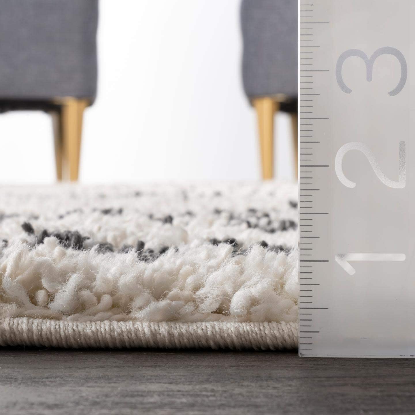 Moroccan Diamond Tassel Off White Shag Plush Area Rug