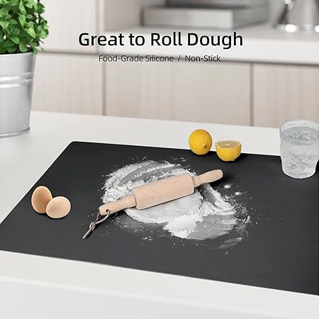 Silicone Non-slip Waterproof Large Countertop Heat Resistant Protector Mat, 23.62 x 15.75 Inches, Black