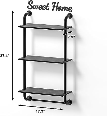 17.3 inch Rustic Farmhouse Pipe Shelves,