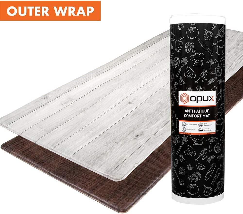 Anti Fatigue Reversible Cushioned Memory Foam Kitchen Rug Pad, 32x17 (Marble Gray)