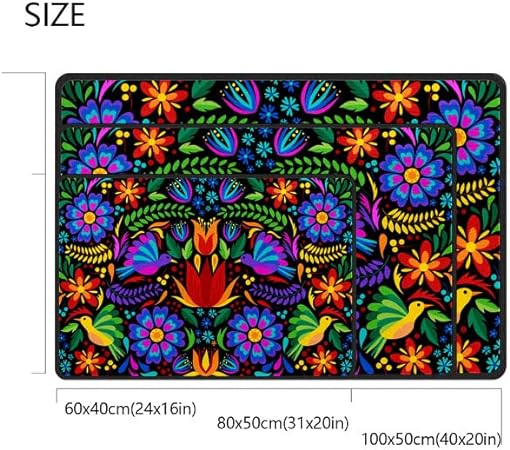 Mexican Embroidery Birds Floor Mat Resist Dirt Entrance Rug, 24'' x 16''
