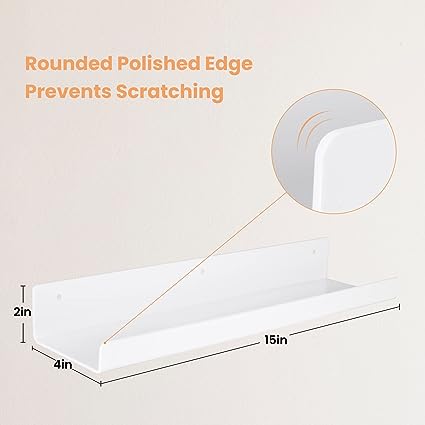 15" Acrylic Floating Clear Acrylic Shelves for Wall Storage, Set of 2