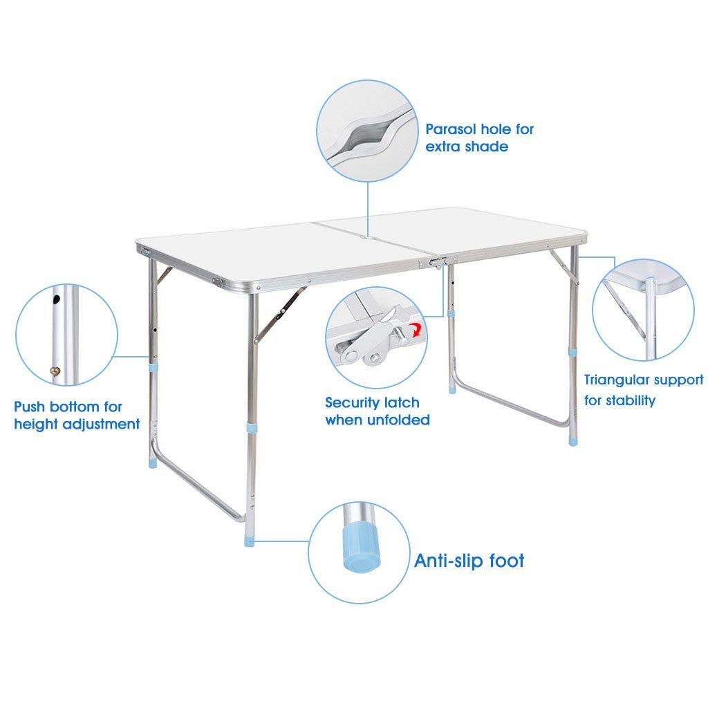 Steel Portable Folding Table with 4 Folding Chairs