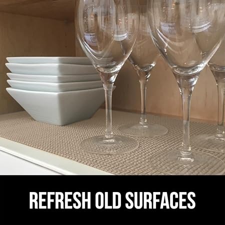 Non-Adhesive Drawer Shelf and Cabinet Liner, Easy Install, Breathable Mat, 12" x10', Beige