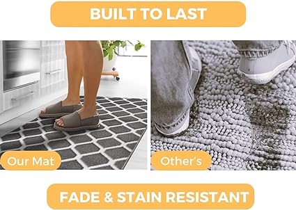 2 Piece, Non Slip Kitchen Runner Rug with TPR Backing, 100% Polypropylene 48x20in/30x20in