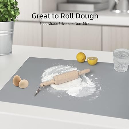 Silicone Non-slip Waterproof Large Countertop Heat Resistant Protector Mat, 23.62 x 15.75 Inches, Black
