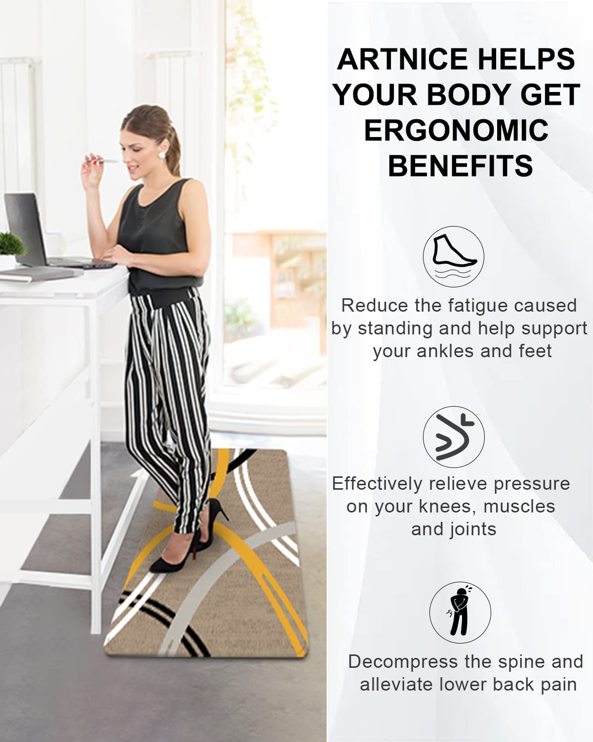 Modern Abstract Design Cushioned Anti Skid Waterproof Mat
