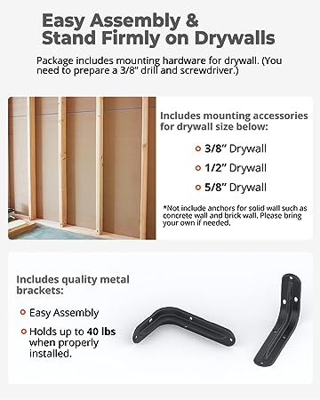 Deep Floating Shelves 10" D x 16.5" W Set of 4, (Dark Brown)