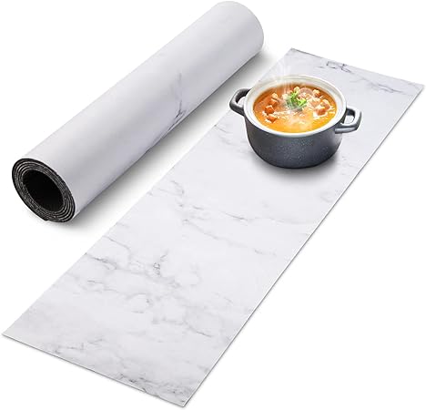 Heat Resistant Waterproof Trivet Table Runner Hot Plates Mat 12 X 40 Inch (Black Line)
