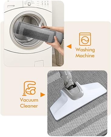 Non Skid Washable Kitchen Floor Mats Set 2, 17"x30"+17"x47"(Grey)