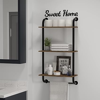 17.3 inch Rustic Farmhouse Pipe Shelves,