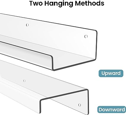 15" Acrylic Floating Clear Acrylic Shelves for Wall Storage, Set of 2