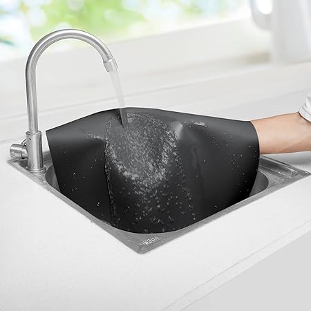 Silicone Non-slip Waterproof Large Countertop Heat Resistant Protector Mat, 23.62 x 15.75 Inches, Black
