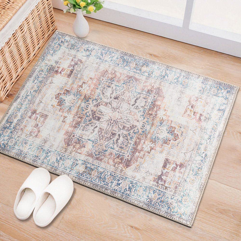 Bohemian Distressed Stain Resistant Flat Weave Eco Friendly Premium Recycled Machine Washable Area Rug 2'1"x3' Rust