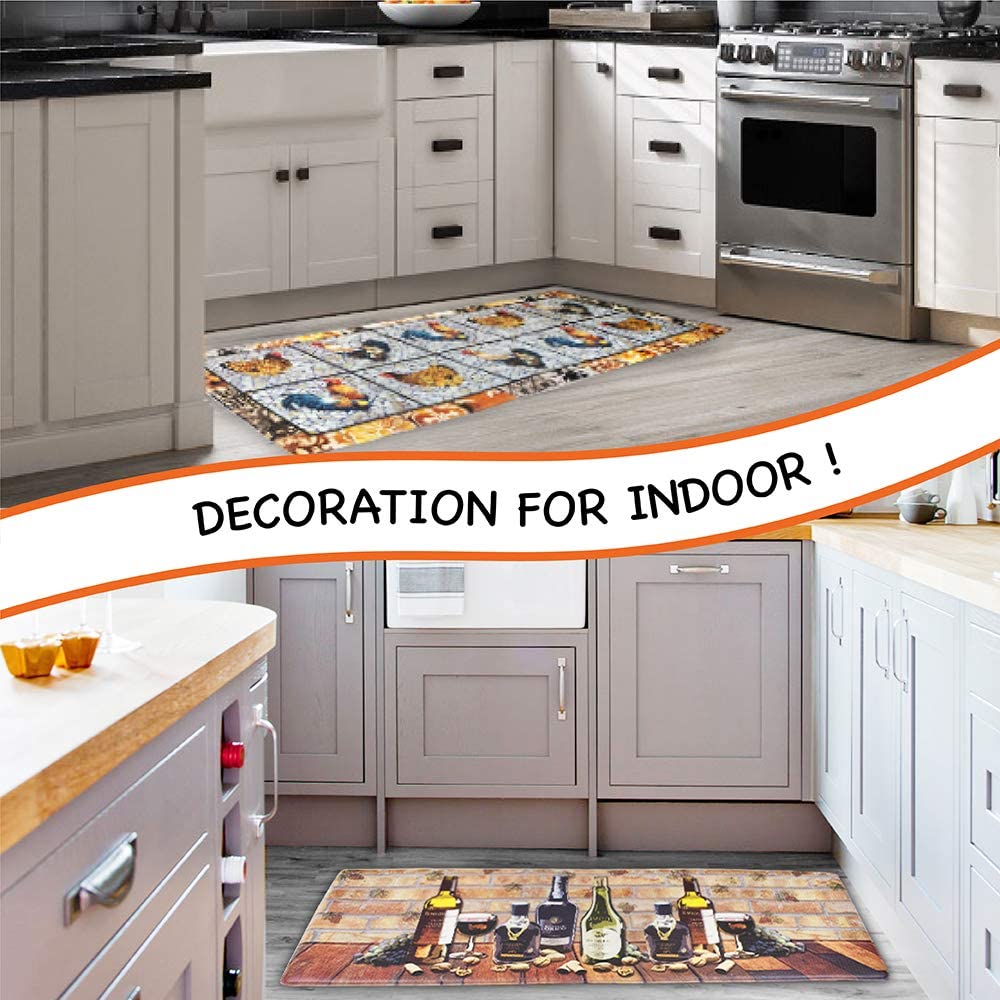 Anti Fatigue Reversible Cushioned Memory Foam Kitchen Rug Pad, 32x17 (Marble Gray)