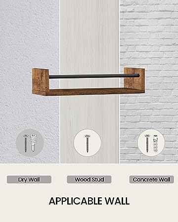 15" Floating Wall Mounted Hanging Shelf Set of 4, Rustic Brown 00901XFS