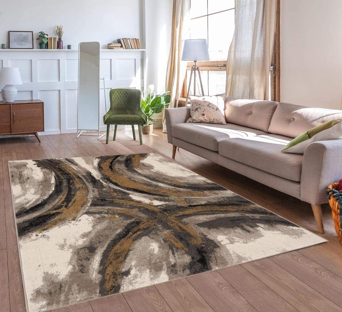 Lagos Collection Beige Geometric Soft Area Rug