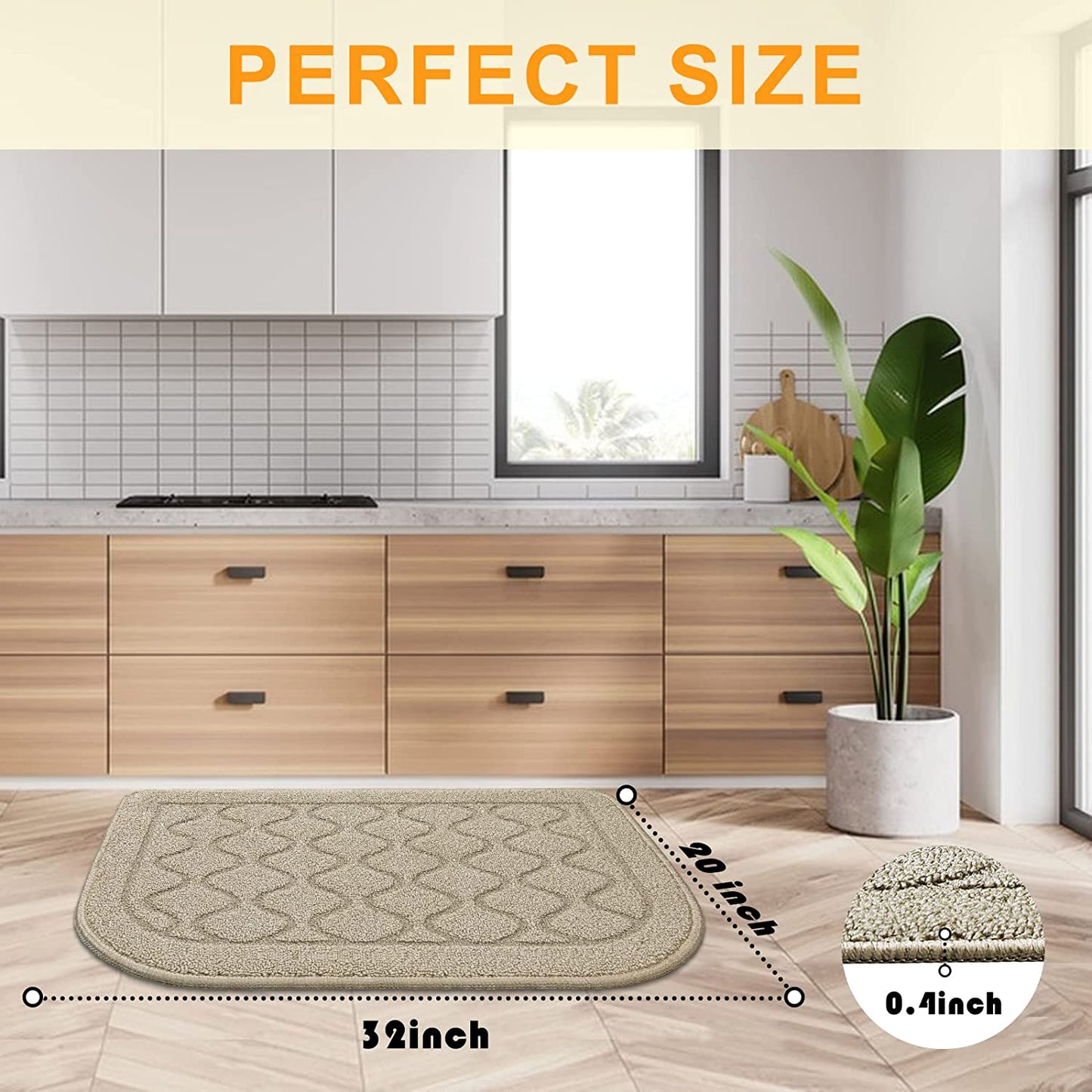 18×27 Inch Made of 100% Polypropylene Non Skid Washable Kitchen Rug