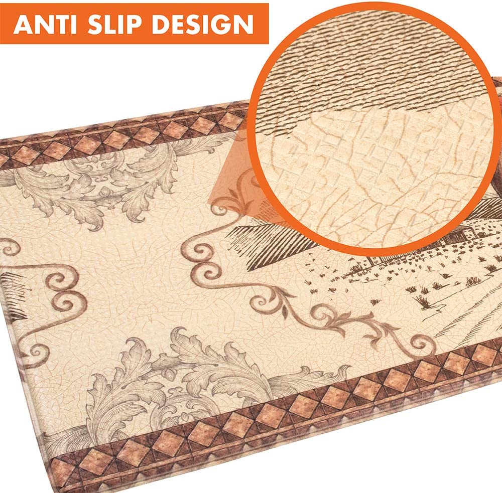 Anti Fatigue Reversible Cushioned Memory Foam Kitchen Rug Pad, 32x17 (Marble Gray)