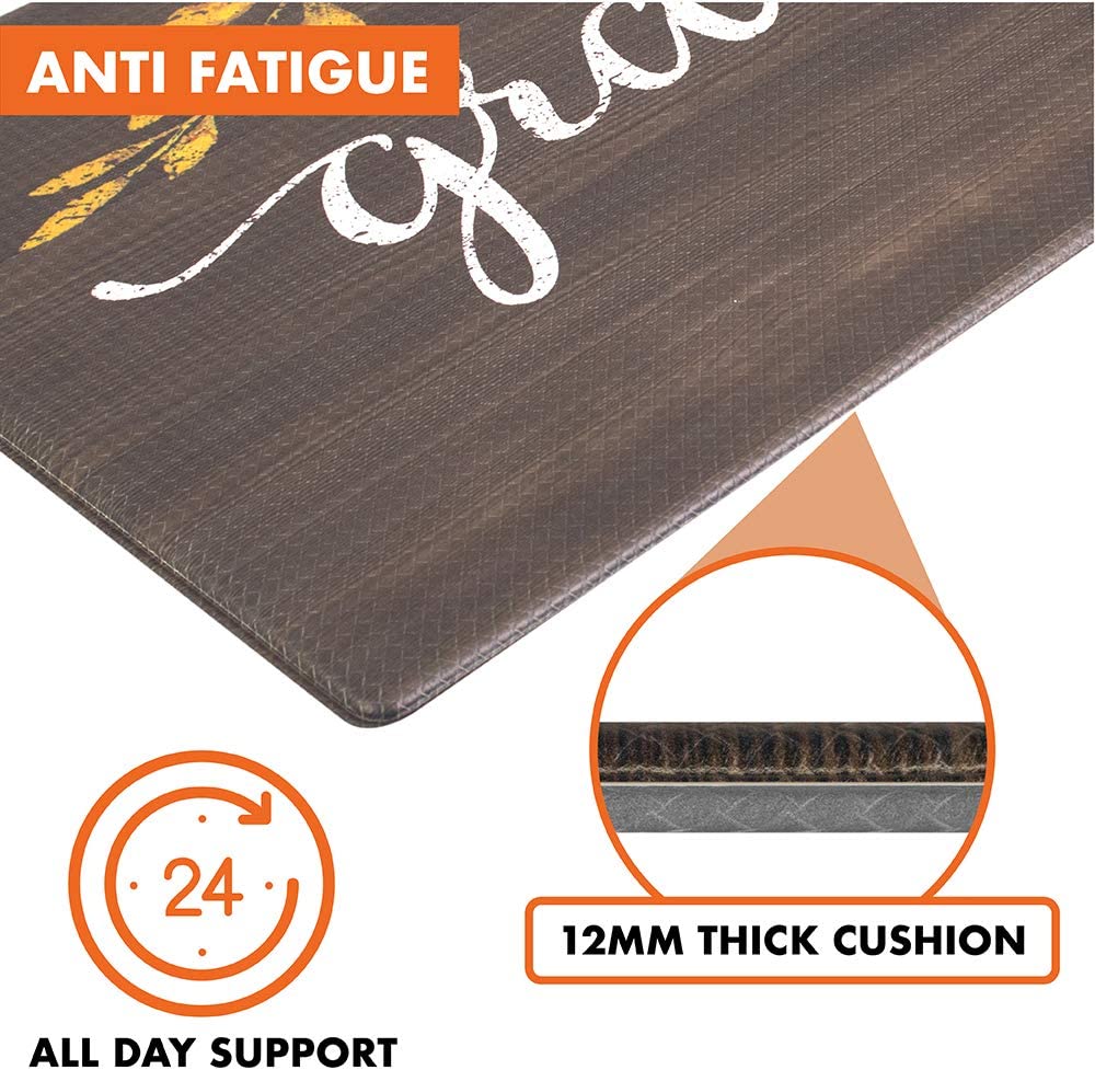 Anti Fatigue Reversible Cushioned Memory Foam Kitchen Rug Pad, 32x17 (Marble Gray)