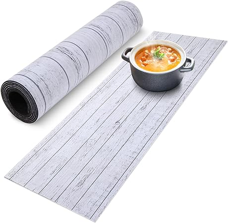 Heat Resistant Waterproof Trivet Table Runner Hot Plates Mat 12 X 40 Inch (Black Line)