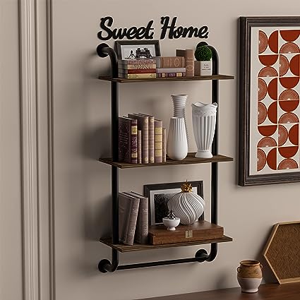 17.3 inch Rustic Farmhouse Pipe Shelves,