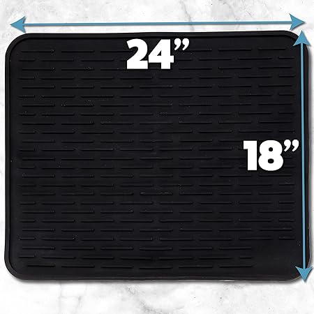 Extra Large, Waterproof Pet Feeding XXL Silicone Dish Drying Mat, (Beige) 24" x 18"