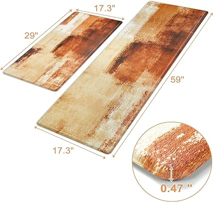 Boho Abstract Anti Fatigue Kitchen Rugs Sets of 2