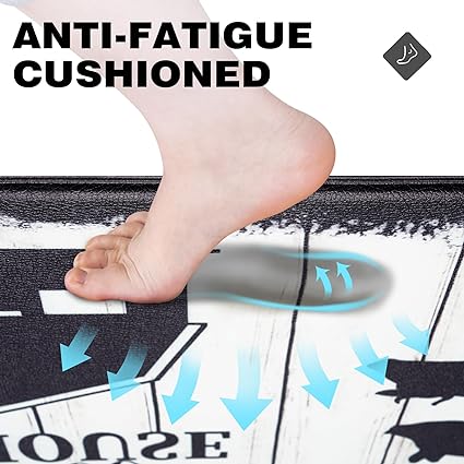 Modern Art Non Slip, Abstract Painting Cushioned Anti Fatigue, Waterproof Kitchen Mats, 18'' x 48'' + 18'' x 30''