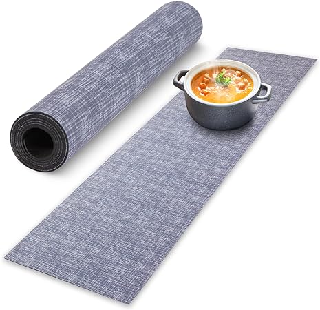 Heat Resistant Waterproof Trivet Table Runner Hot Plates Mat 12 X 40 Inch (Black Line)