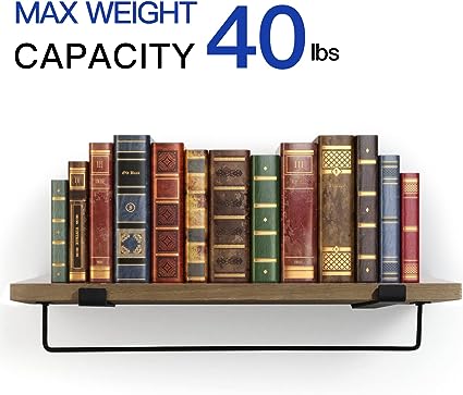 Floating Shelves for Bedroom, Bathroom, 2 Hooks Set of 4