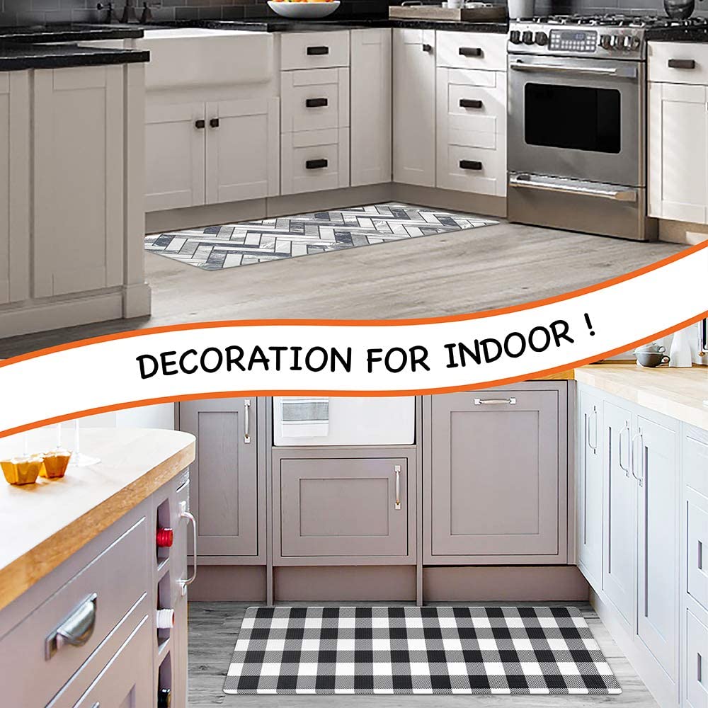 Anti Fatigue Reversible Cushioned Memory Foam Kitchen Rug Pad, 32x17 (Marble Gray)