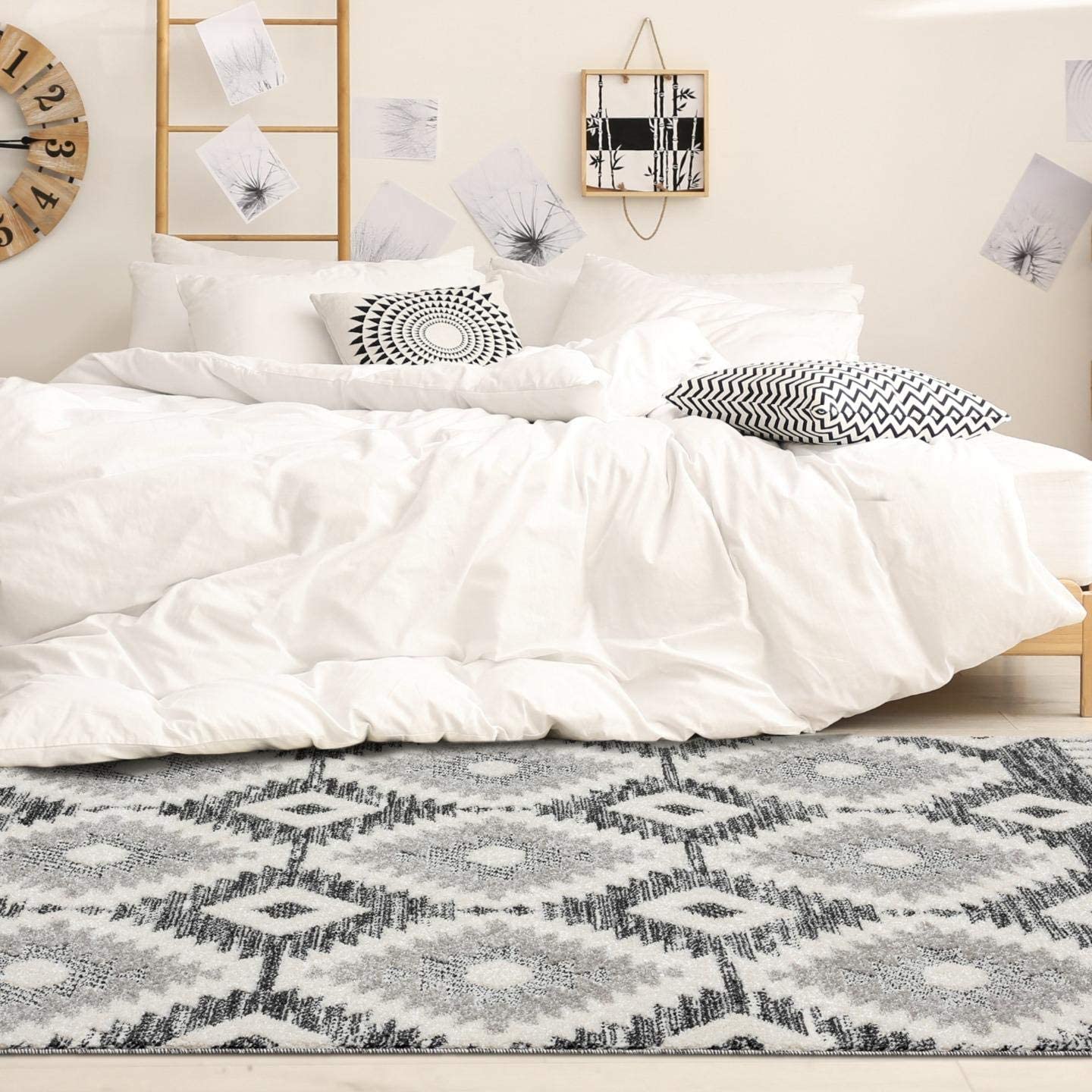 Ibiza Collection Black Moroccan Soft Area Rug