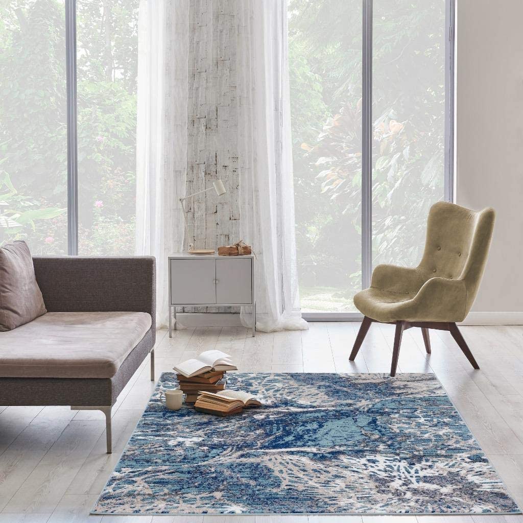 Beverly Collection Modern Soft Area Rug Blue 8x10
