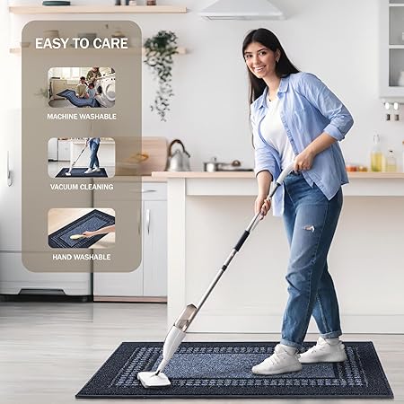 Machine Washable, Non Slip Absorbent Dirt-Resistant Durable Kitchen Runner Rug, 19.5"x31", Grey